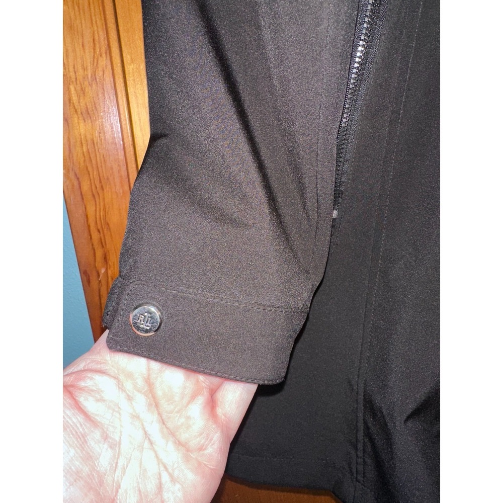 LRL Ralph Lauren Womens Long Black Softshell Hooded Coat Small - Picture 5 of 12